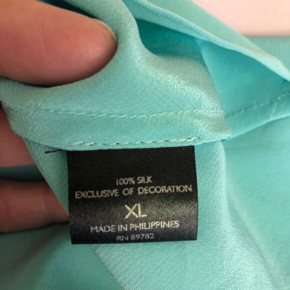 NWT Natori Size XL Teal Wrap Front Silk Tunic Top - Picture 10 of 12